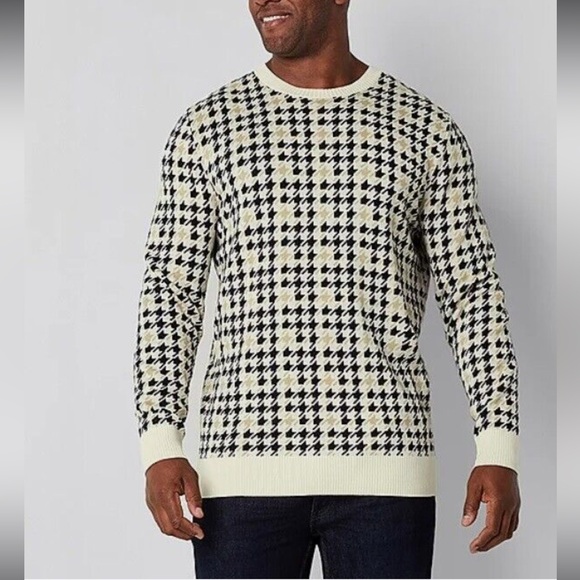 NWT Men's Shaquille O'Neal Big & Tall Crew Pullover Sweater Houndstooth $80 - Picture 2 of 8